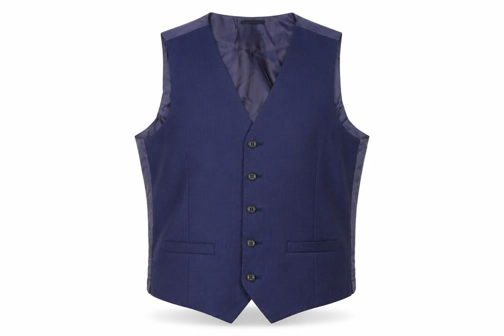 Marks and Spencer Mens Blue Wool Jacket Suit Waistcoat Size 38 Regular