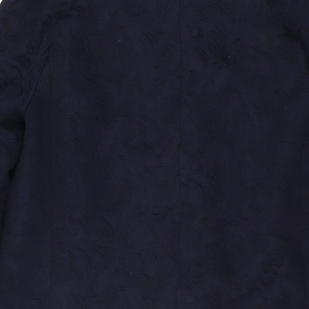 Brand and care label for ASOS women’s blue floral overcoat coat, size UK 6, snap
