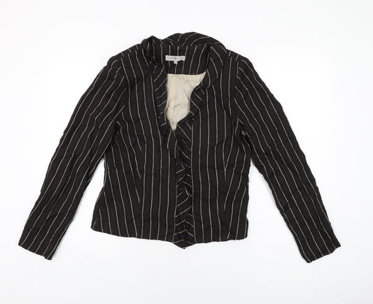 Rosie's L.F.Coll Womens Brown Striped Jacket Size 12 Hook & Eye