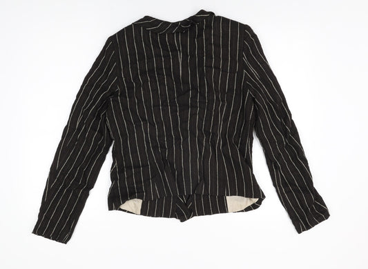 Rosie's L.F.Coll Womens Brown Striped Jacket Size 12 Hook & Eye
