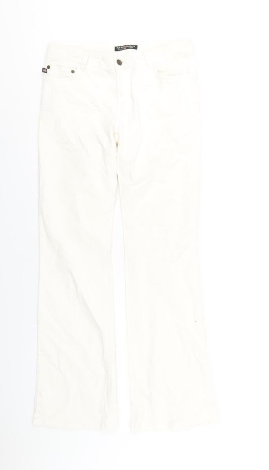 Polo Ralph Lauren Womens White Cotton Trousers Size 8 L32 in Regular Zip