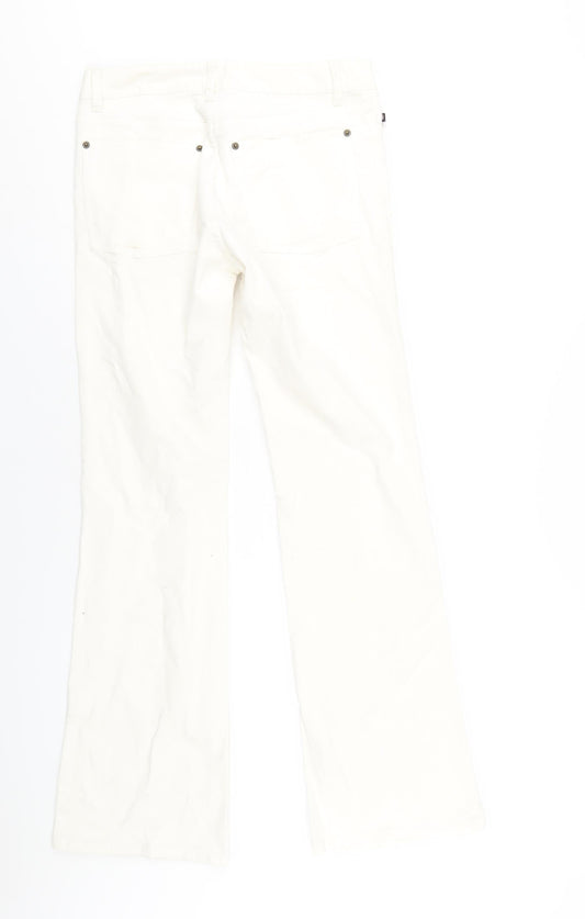 Polo Ralph Lauren Womens White Cotton Trousers Size 8 L32 in Regular Zip