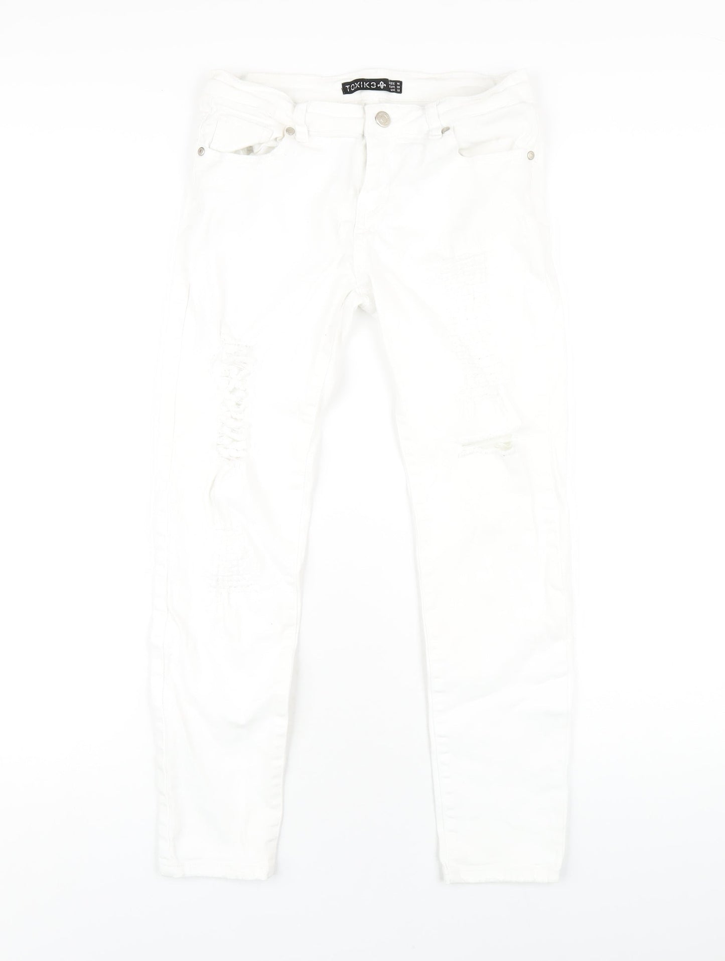 Toxik3 Womens White Cotton Skinny Jeans Size 10 L26 in Regular Zip