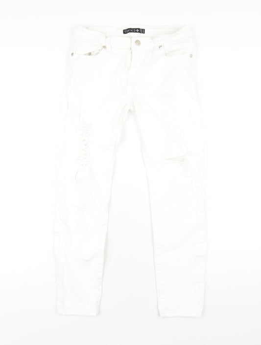 Toxik3 Womens White Cotton Skinny Jeans Size 10 L26 in Regular Zip