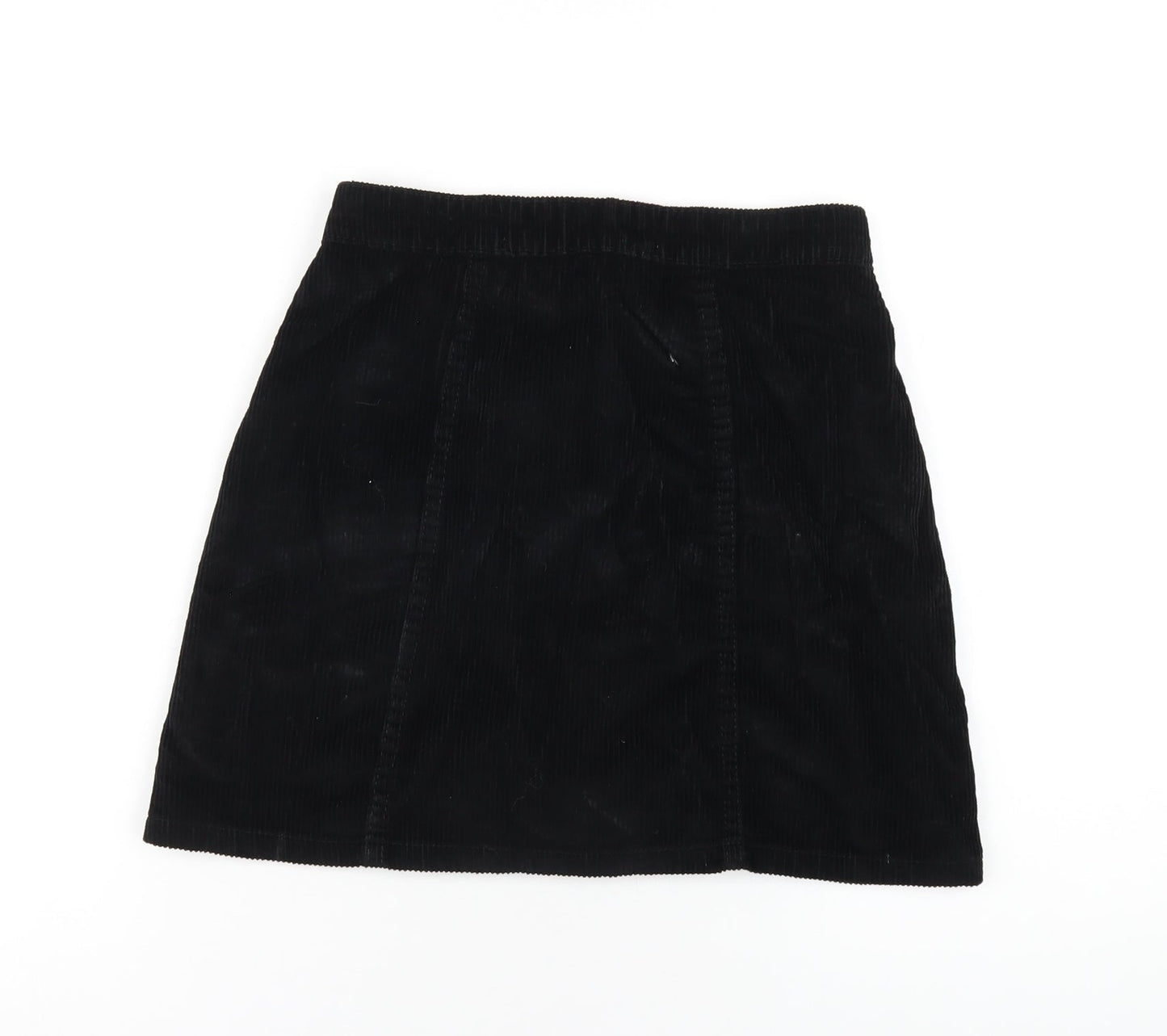 Denim & Co. Womens Black Cotton A-Line Skirt Size 6 Button