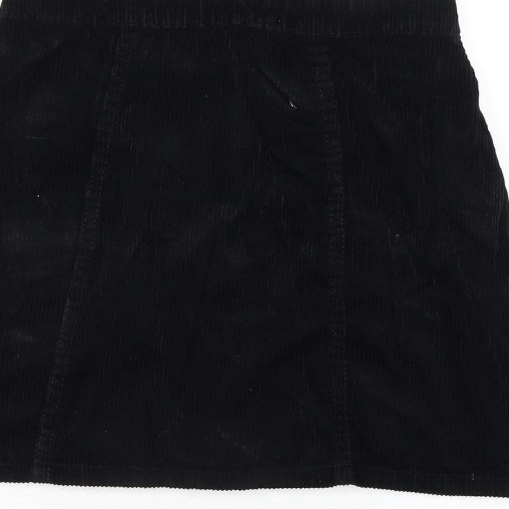 Denim & Co. Womens Black Cotton A-Line Skirt Size 6 Button
