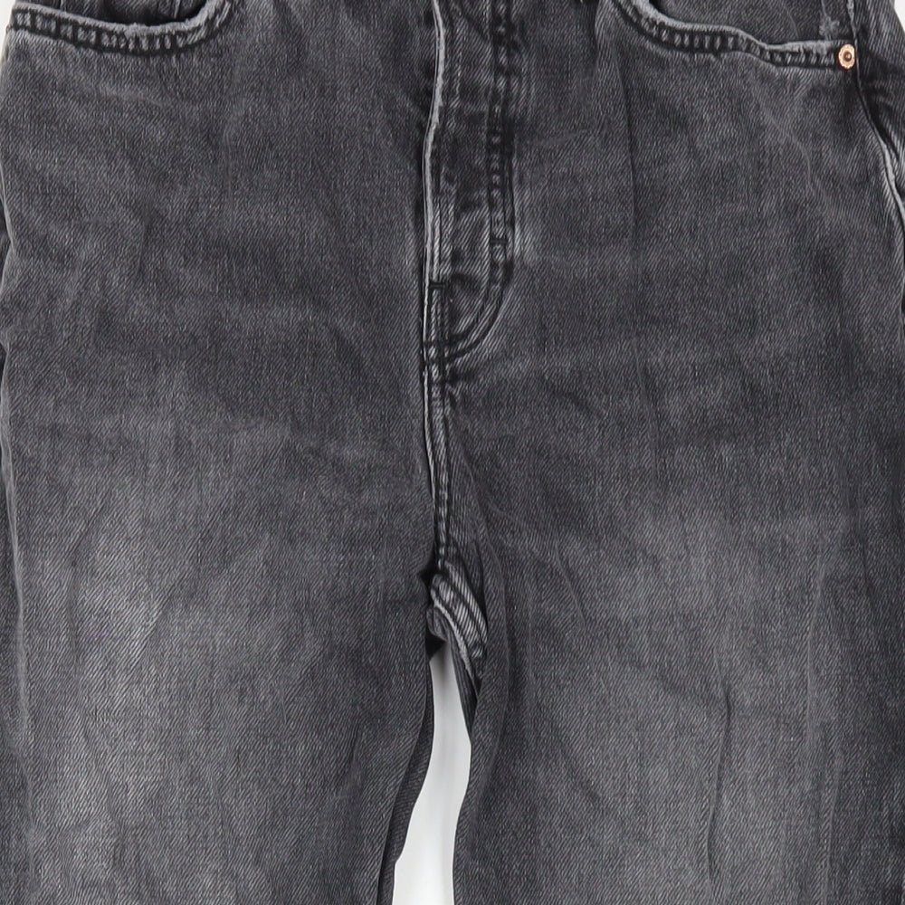 Topshop Womens Grey Cotton Straight Jeans Size 26 in L32 in Regular Button
