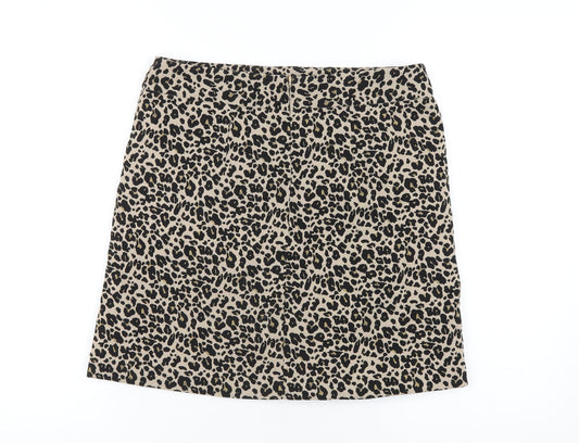 LOFT Womens Beige Animal Print Polyester A-Line Skirt Size 6 Zip - Leopard Print
