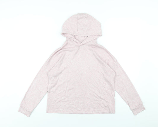 Marks and Spencer Girls Pink Vinyl Pullover Hoodie Size 10-11 Years Pullover