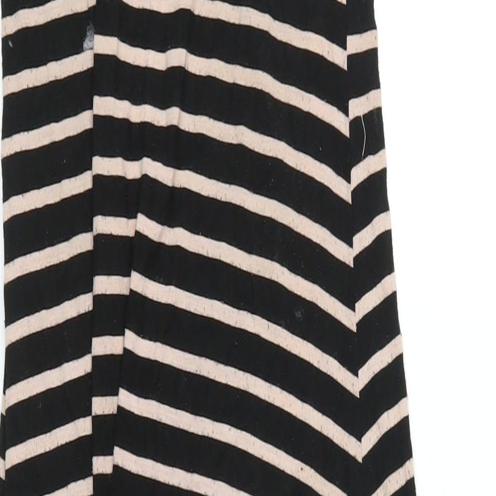 Dorothy Perkins Womens Black Striped Viscose Maxi Size 10 Scoop Neck Pullover