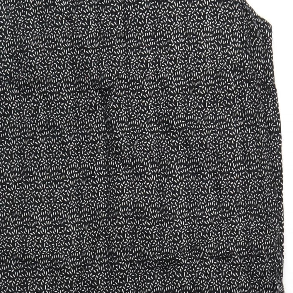 NEXT Womens Black Geometric Linen Tank Dress Size 10 Scoop Neck Pullover