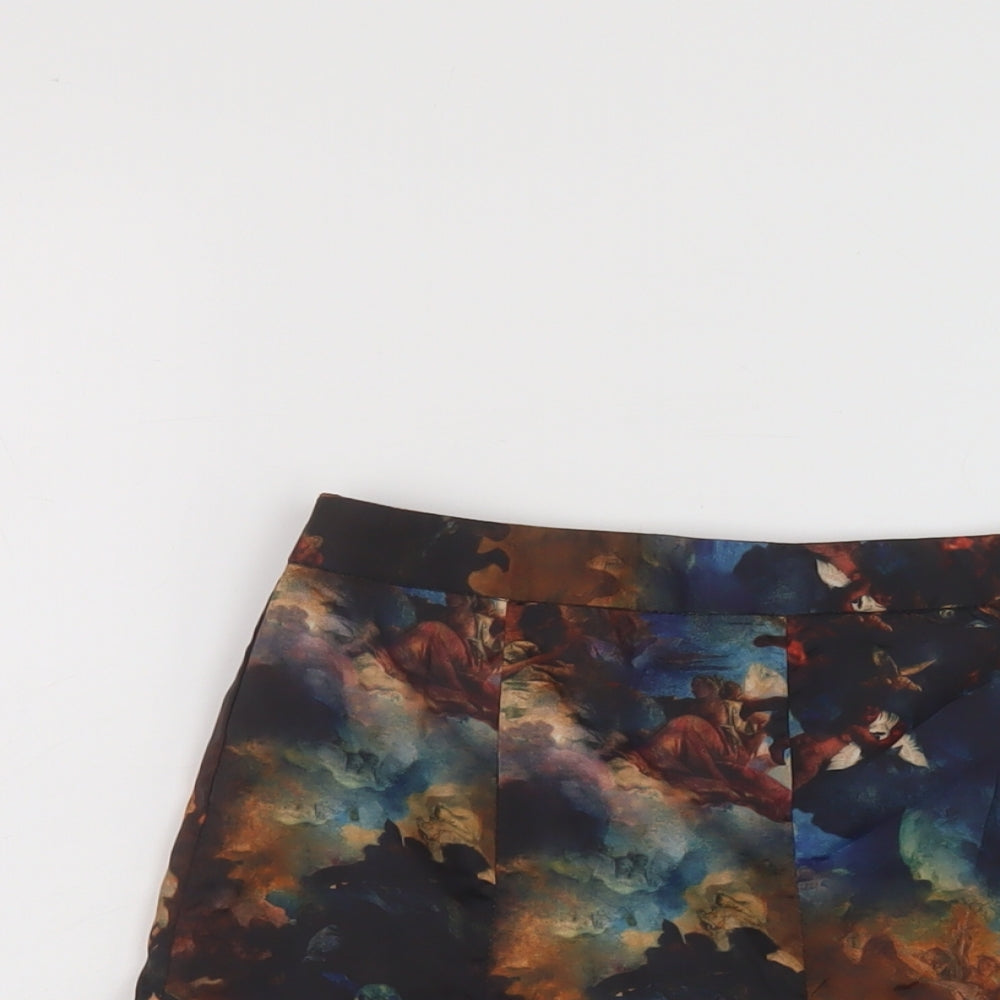COLLUSION Womens Multicoloured Geometric Polyester A-Line Skirt Size 6 Zip