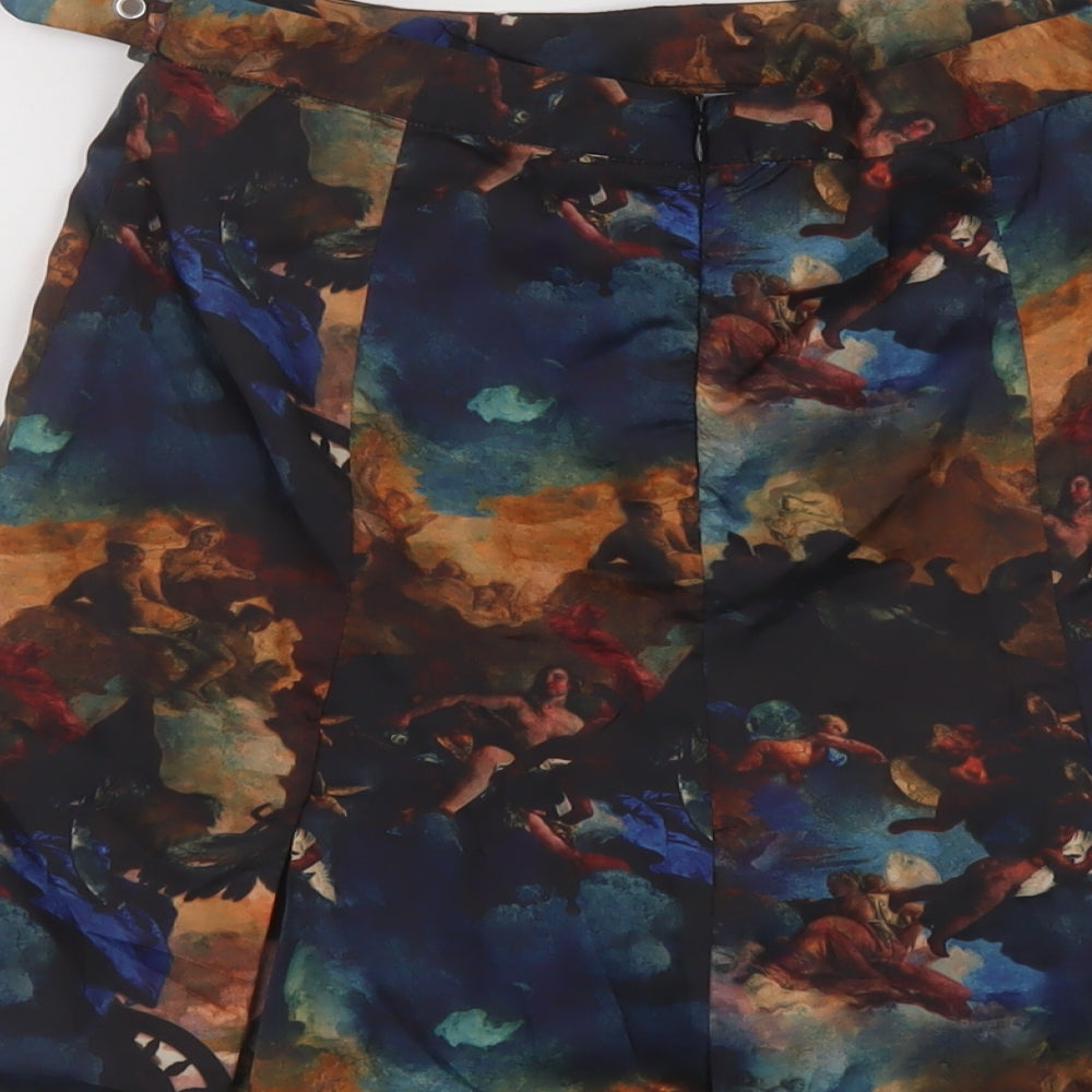 COLLUSION Womens Multicoloured Geometric Polyester A-Line Skirt Size 6 Zip