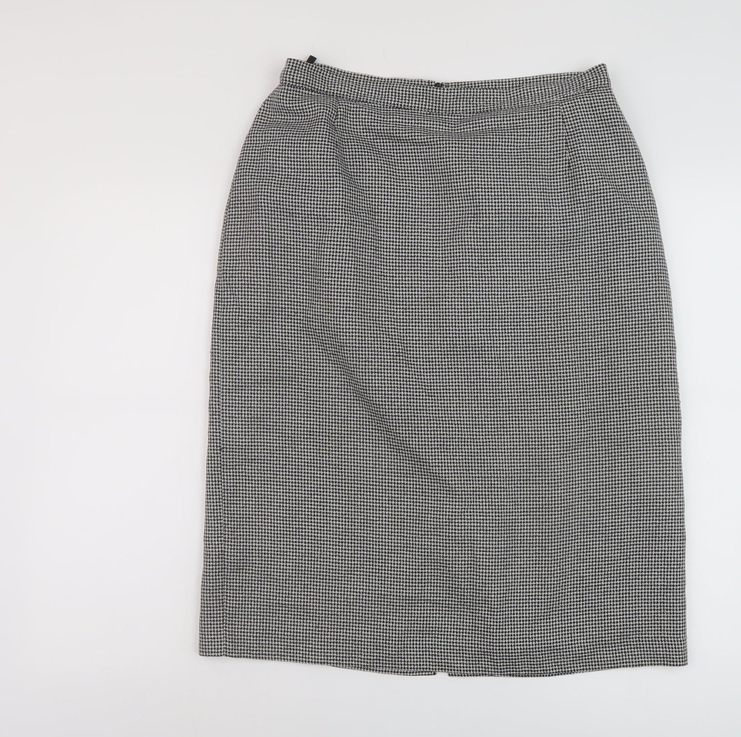 St Michael Womens Black Geometric Polyester A-Line Skirt Size 18 Zip