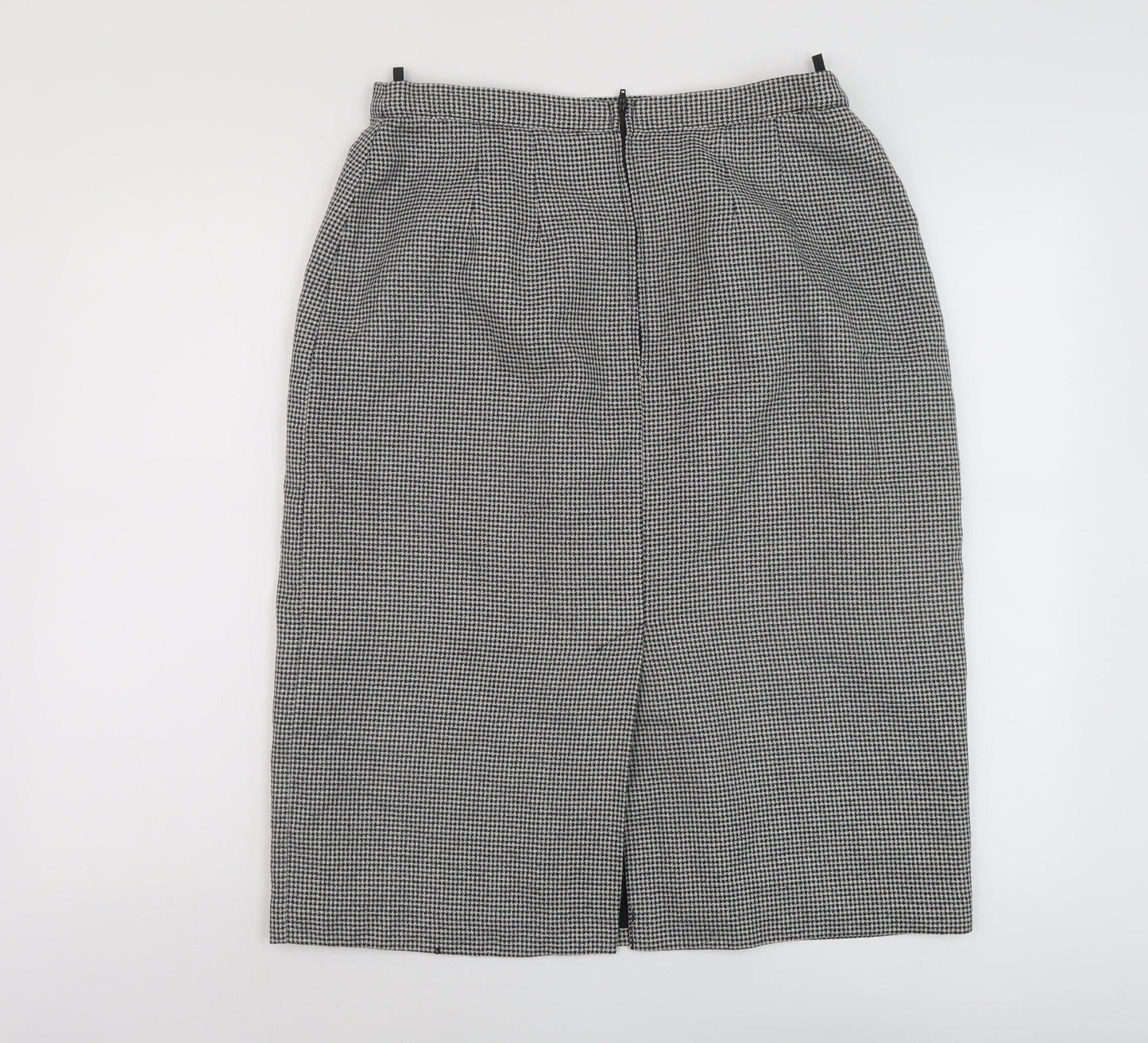 St Michael Womens Black Geometric Polyester A-Line Skirt Size 18 Zip