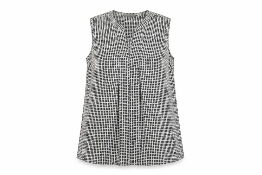 Principles Womens White Geometric Polyester Basic Blouse Size 12 V-Neck