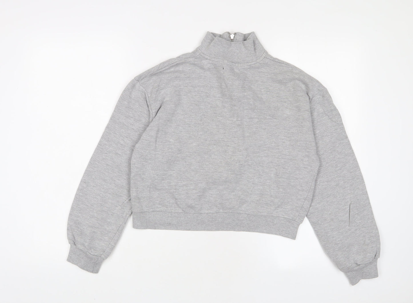 Bershka Womens Grey Striped Cotton Pullover Sweatshirt Size XS Zip - Embroidered