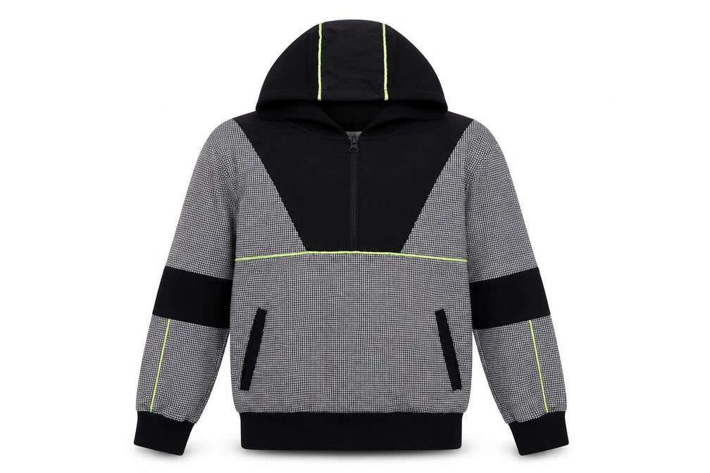 River Island Boys Black Houndstooth Jacket Size 9-10 Years Zip