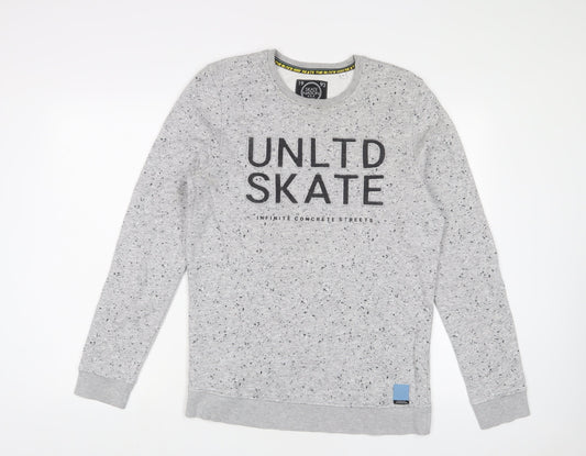 Skate Nation Boys Grey Cotton Pullover Sweatshirt Size 12 Years Pullover - Embroidered
