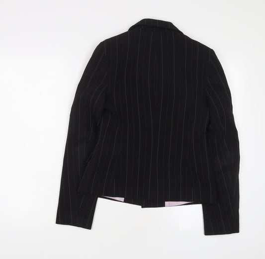 Red Herring Womens Black Striped Jacket Blazer Size 8 Button