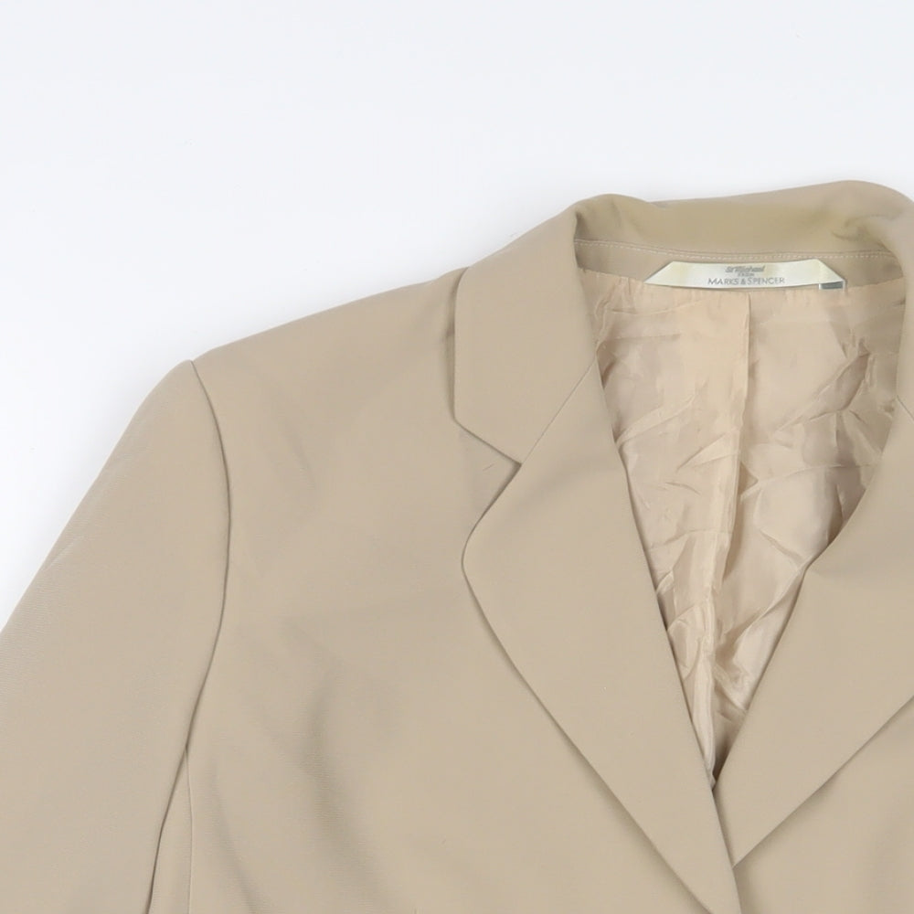 Marks and Spencer Womens Beige Jacket Blazer Size 12 Button