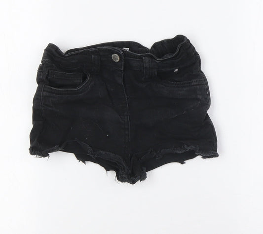 Pep&Co Girls Black Cotton Bermuda Shorts Size 8-9 Years Regular Tie - Raw Hem