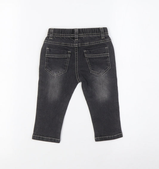 baby gang Baby Black 100% Cotton Cargo Jeans Size 9-12 Months