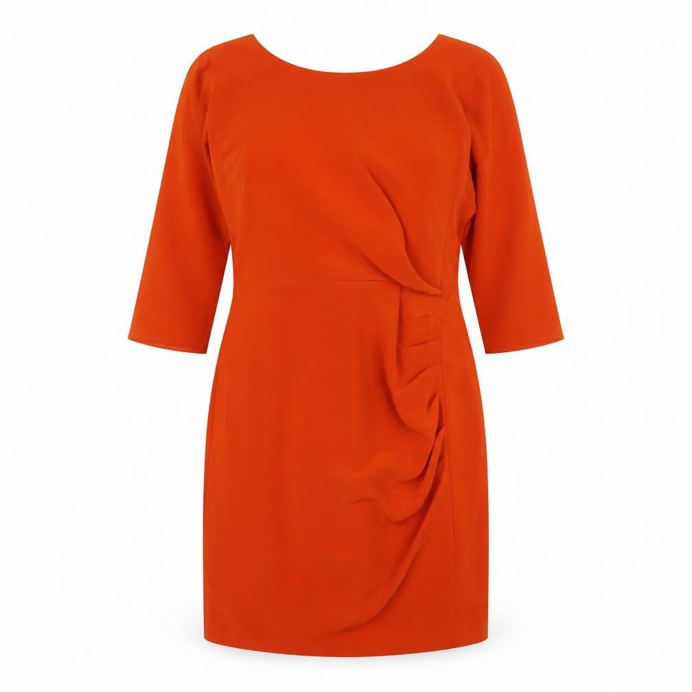 Marks and Spencer Womens Orange Polyester A-Line Size 12 Boat Neck Zip