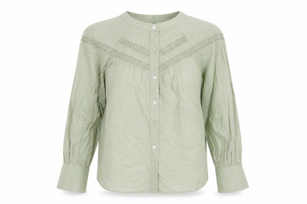Max Womens Green Cotton Basic Button-Up Size 12 Mock Neck