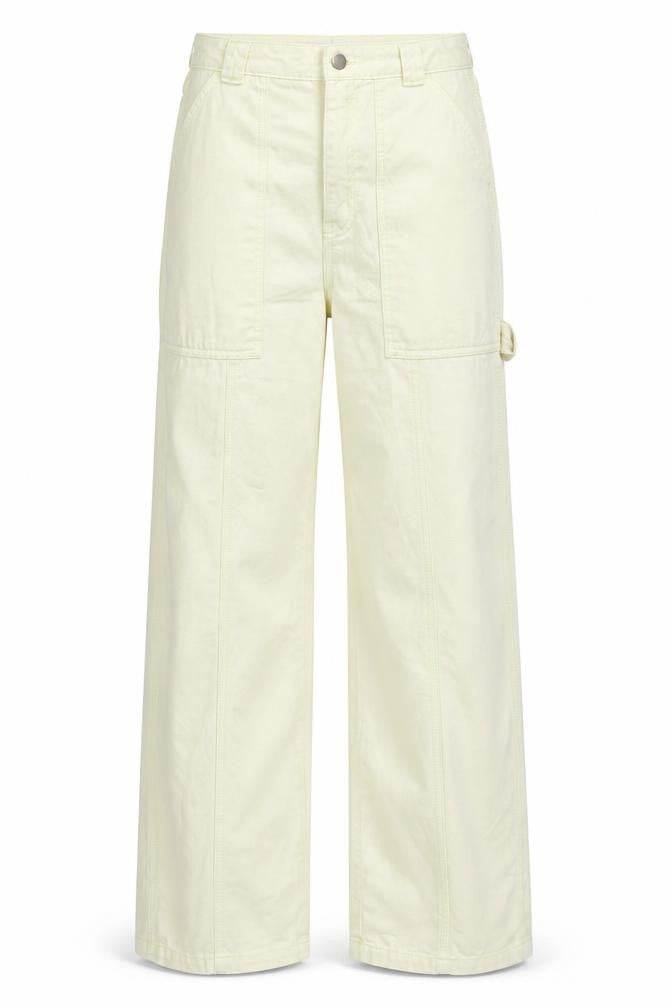 Topshop Womens Yellow Cotton Wide-Leg Jeans Size 10 L28.5 in Regular Tie