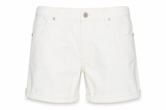 Pull&Bear Womens White Cotton Boyfriend Shorts Size 16 Regular Zip - Distressed
