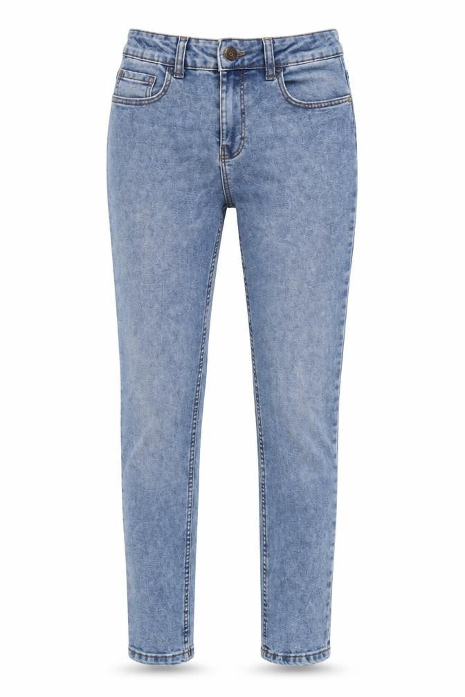 Front view of Denim & Co. girls’ blue cotton skinny jeans, size 11-12, years, 27.5-inch leg regular zip