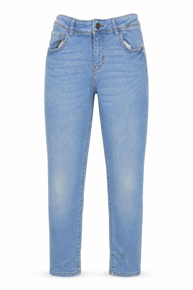 Front view of Denim & Co. girls’ blue cotton skinny jeans, size 10-11, years, 24.5-inch leg regular zip