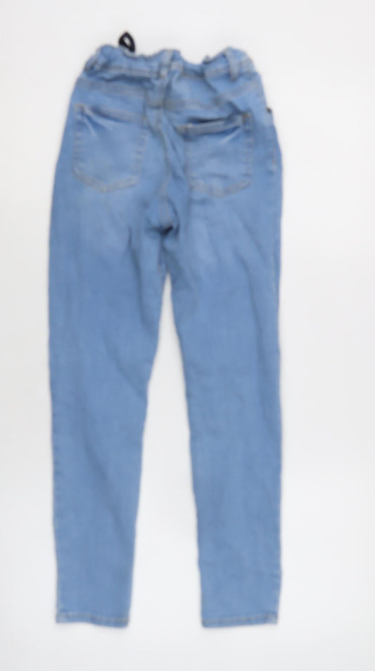 Denim & Co. Girls Blue Cotton Skinny Jeans Size 10-11 Years L24.5 in Regular Zip
