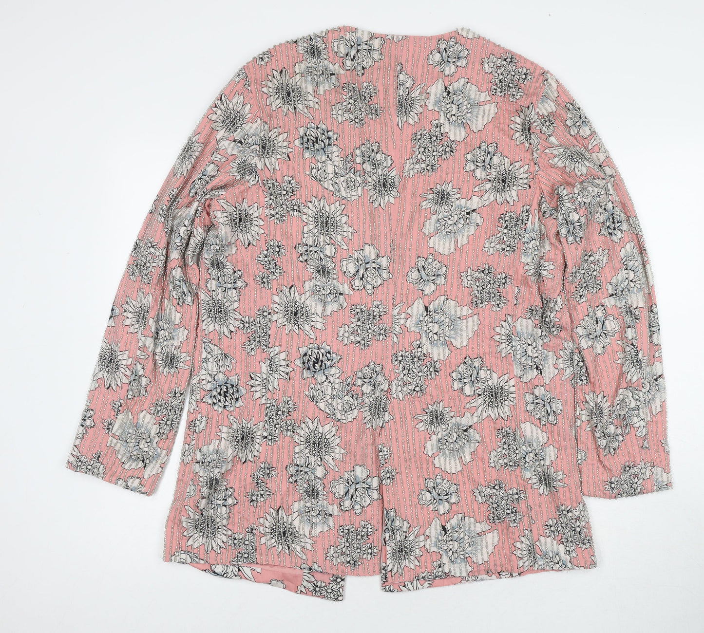 ASOS Womens Pink Floral Jacket Blazer Size 12 - Beaded Detail