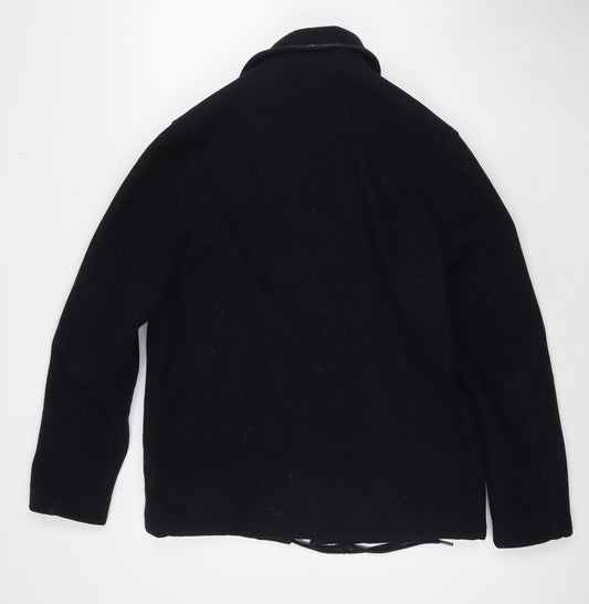 H&M Mens Black Overcoat Coat Size S Zip