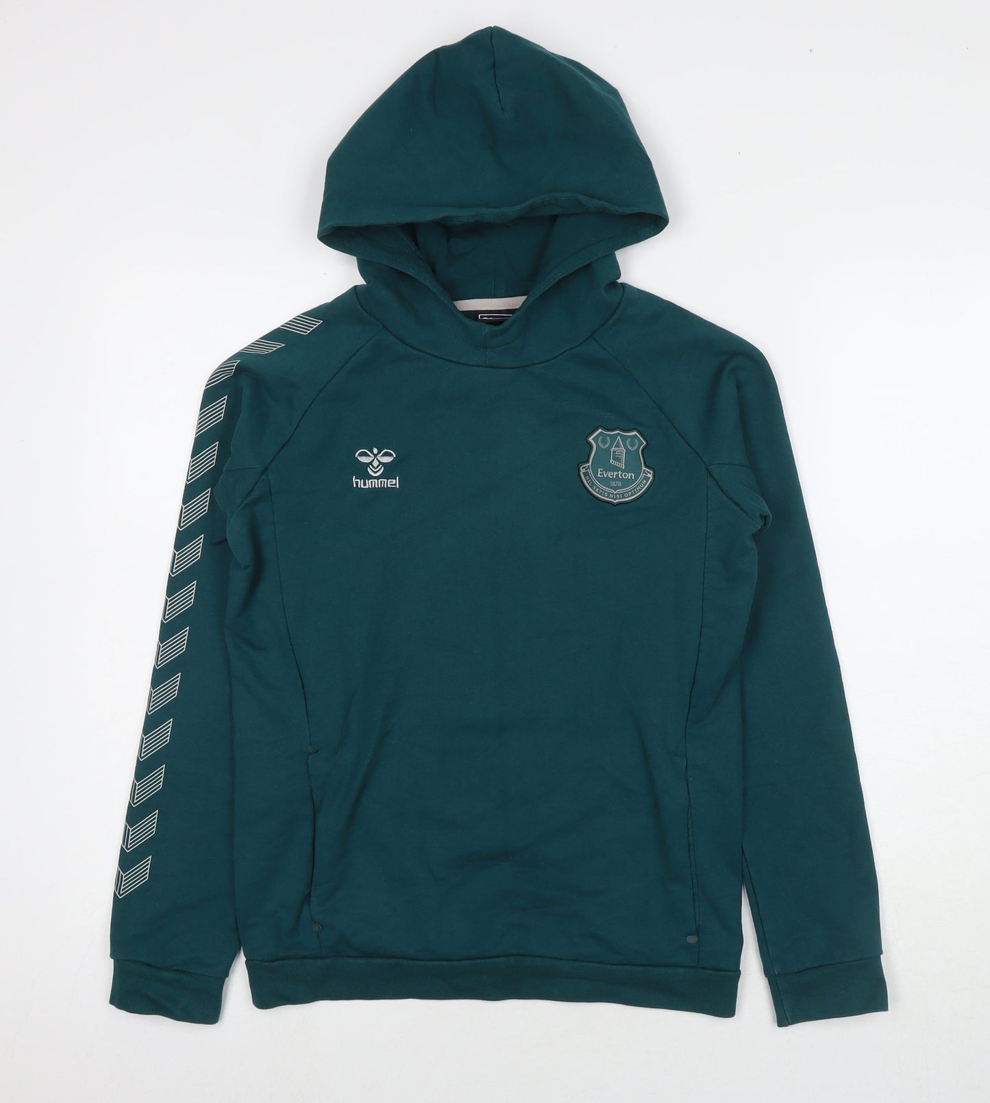 Hummel Boys Green Cotton Pullover Hoodie Size 14-15 Years Pullover - Logo Everton