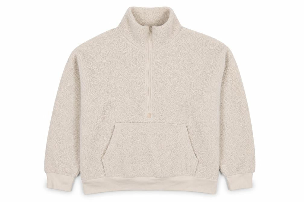 Front view of Dunnes women’s beige polyester pullover sweatshirt, size M, pullover