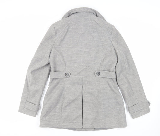 Dunnes Stores Womens Grey Pea Coat Coat Size 14 Button