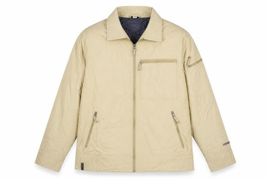 Front view of SCOTT men’s beige jacket, size XL, zip - water resistant