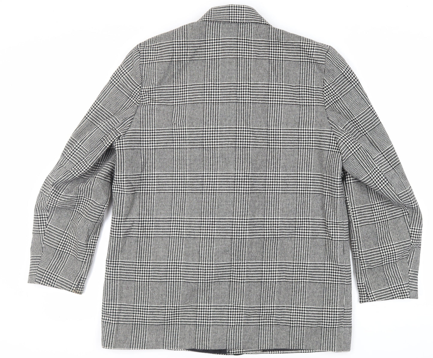 Littlewoods Womens Black Plaid Jacket Blazer Size 16 Button - Vintage