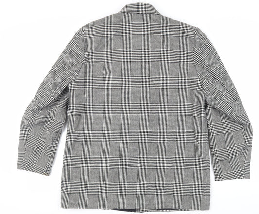 Littlewoods Womens Black Plaid Jacket Blazer Size 16 Button - Vintage