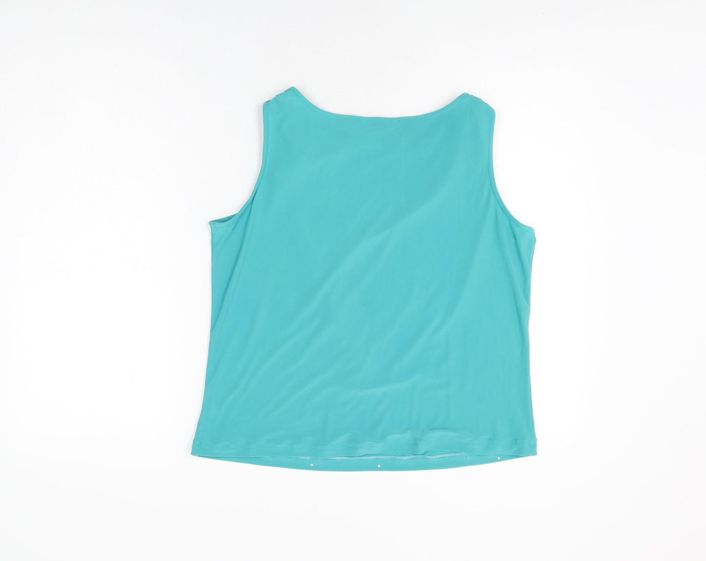 Klass Womens Blue Polyester Basic T-Shirt Size L Cowl Neck