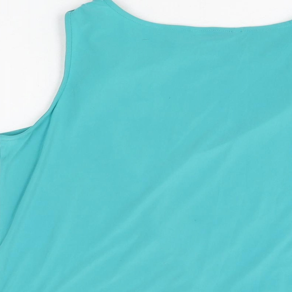 Klass Womens Blue Polyester Basic T-Shirt Size L Cowl Neck