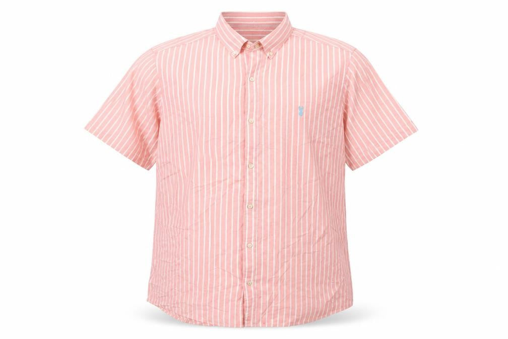NEXT Mens Pink Striped Cotton Button-Up Size XL Collared Button