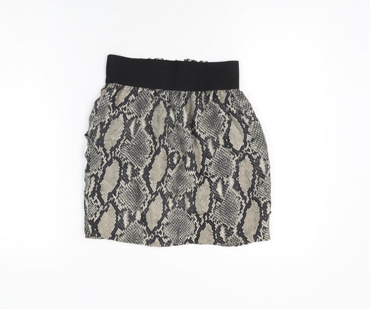 Zara Womens Grey Animal Print Polyester Mini Skirt Size XS