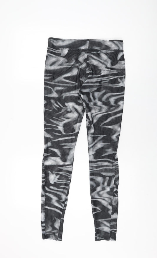 DECATHLON Womens Black Geometric Polyester Pedal Pusher Leggings Size 30 in L31 in Regular Pullover