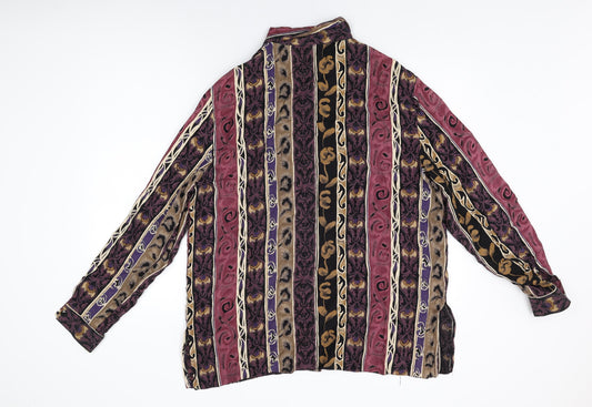 The Edinburgh Collection Womens Multicoloured Geometric Polyester Basic Button-Up Size 20 Collared