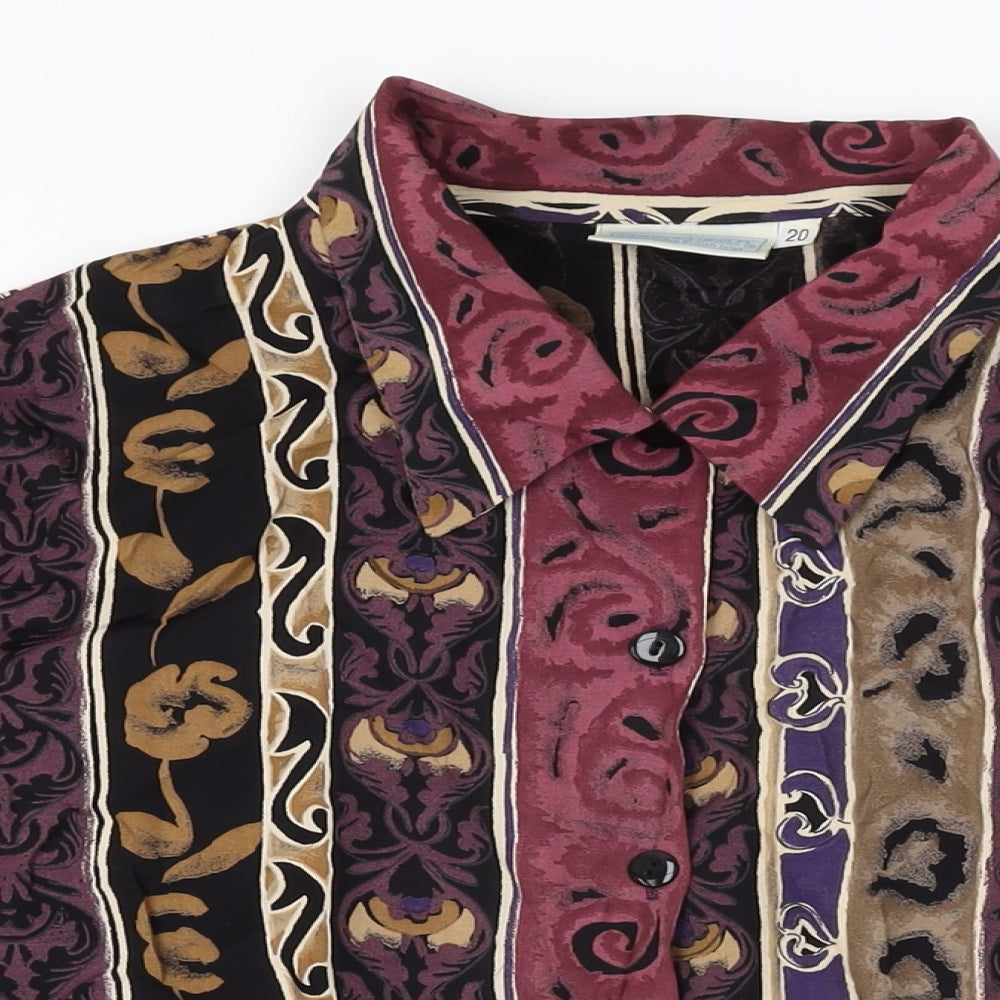 The Edinburgh Collection Womens Multicoloured Geometric Polyester Basic Button-Up Size 20 Collared