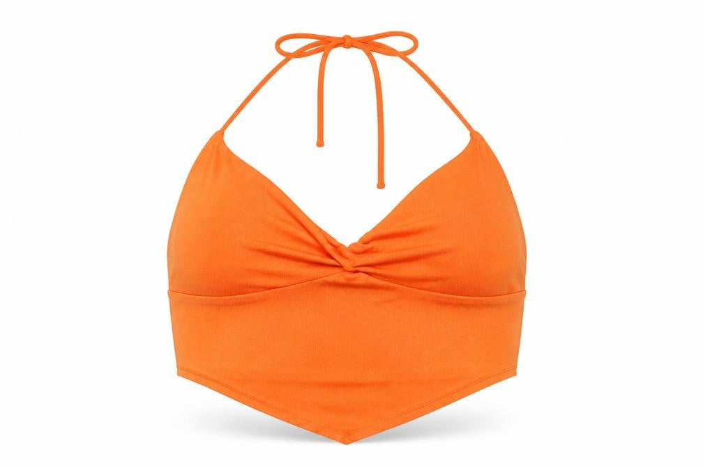 New Look Womens Orange Polyester Cropped T-Shirt Size 20 Halter